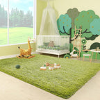 Ophanie Green Grass Area Rugs for Bedroom, 3x5 Shag Fluffy Carpet, Fuzzy Furry Plush Soft Cute Kids Baby Girls Shaggy Bedside Floor Rug for Teen Dorm Nursery Home Decor Aesthetic