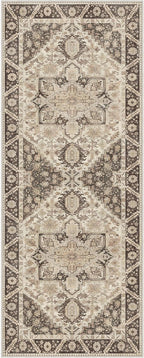 2x5 Runner Rug Machine Washable Boho Runners for Hallway,Ultra-Thin Low Pile Rug,Lightweight Indoor Carpet,Non Slip Floral Runners for Enrtyway, Corridor, Home Office, Kitchen,Brown