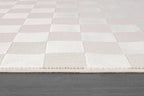 Beverly Rug Modern Geometric Area Rug 4x6 Low-High Pile Durable Soft Abstract Checkered Indoor Rugs for Living Dining Room Office Stain Resistant Non Shedding Casual Indoor Carpet Beige White 4 x 6