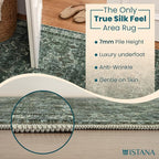 Istana 5x7 Area Rug - Dark Green Rugs for Living Room 5x7 - Foldable Rugs for Bedroom - Stain Resistant Washable Rug - Eco-Friendly Boho Area Rugs - Easy to Clean Living Room Rug