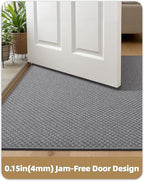 Color&Geometry Thin Front Door Mat Indoor Entrance Non Slip Rubber Backed, 17.5"x30" Indoor Door Mats for Entryway, Dirt Trapper Doormat Washable Front Door Rugs, Grey (Rolled-up NO Creases)