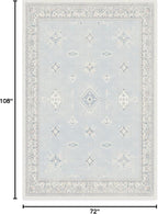 RUGGABLE Washable Vintage Area Rug – Verena Soft Blue 6x9, Stain-Resistant, Non-Slip – Medium Machine Washable Rugs for Living Room, Bedroom, Hallway, Entryway & Office–with Cushioned Pad