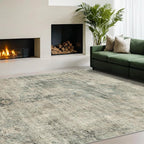 Neutral Abstract Area Rug for Living Room - 5x7 Washable Rug for Large Entryway, Mudroom, Home Office, Moss Cool Green Modern Contemporary & Non Skid Thin Décor