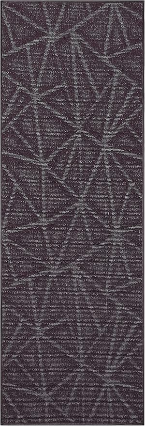 Furnish my Place Geometrical Pattern Indoor/Outdoor Refine Purple Rug, Abstract Area Rug, Runner Rug, Hallway Entry Carpet, Contemporary Rug for Living Room, Dining Room, Made in USA - 4' x 10'