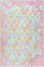 Alfa Rich 3x10 Pink Orange Teal Reversible Washable Area Rugs for Living Room Hallway Kitchen Runner
