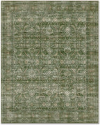 Washable 9x12 Area Rugs for Living Room, Boho Non-Slip Vintage Distress Lager Rugs for Bedroom Dining Room Nursery Office, 0.3" Neutral Oriental Throw Thin Carpet, Grass Green/Multi