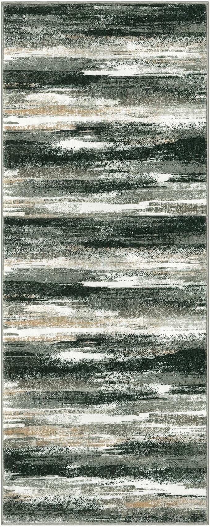 Modern Abstract Runner Rug 2x5, Forest Green Washable Entryway Kitchen Runner Non-Slip Soft Hallway Rug Runner Thin Print Faux Wool Carpet for Bedroom Laundry Room Indoor