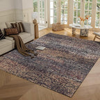 RUGSURE Washable Area Rug - 1/6 Thick - Stain & Water Resistant Non-Slip - Resistant Rug for Living Room, Bedroom, Nursery, Pet & Child Friendly, Vintage Charm Area Rugs (Rust, 9' x 12')