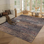 RUGSURE Washable Area Rug - 1/6 Thick - Stain & Water Resistant Non-Slip - Resistant Rug for Living Room, Bedroom, Nursery, Pet & Child Friendly, Vintage Charm Area Rugs (Rust, 5' x 7')
