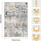 2x3 Machine Washable Area Rug for Entryway, Multicolor Modern Vintage Abstract Rug Non-Slip Low Pile Soft Faux Wool Small Carpet, Kids and Pets Friendly for Bedroom Kitchen Hallway Home Decor Rug