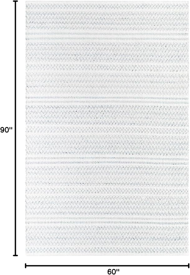 Mark&Day Wool Rugs, 5x8 Precious Solid and Border Cream/Black Area Rug, Cream Black Carpet for Living Room, Bedroom or Kitchen (5' x 7'6")