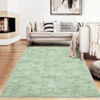 RUGSREAL 8x10 Washable Rug for Living Room Non-Slip Modern Abstract Area Rug Stain Resistant Large Bedroom Carpet Contemporary Accent Throw Floor Carpet Solid Rug for Dining Room Home Decor, Green