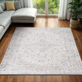Area Rug – 6x9 Washable Ultra-Soft Vintage Boho Faux Wool Carpet for Living Room, Dining Room, Bedroom, Home Office (Grey)