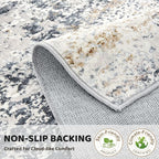 3x10 Washable Runner Rug for Hallway: Soft Neutral Modern Abstract Low Pile Rug Indoor - Carpet for Bedroom Dining Room Kitchen Entryway - Beige Blue