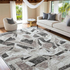 8X10 Area Rugs for Living Room Bedroom,Modern Abstract Large Carpet Washable Rugs 8x10 for Dining Room Office,Non Slip Gray Print Faux Wool Thin 8 by 10 Indoor Nursery Kids Home Pet & Child Friendly