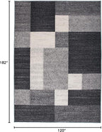 Rugshop Gray Modern Geometric Boxes Non-Slip Area Rug Non-Shedding for Dining Room, Bedroom and Living Room, 4' x 6'