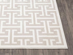Abani Contemporary 3D Beige & White Modern Greek Key Pattern Area Rug - Geometric Meander 5'3" x 7'6" Arto Collection Neutral Rug Rugs