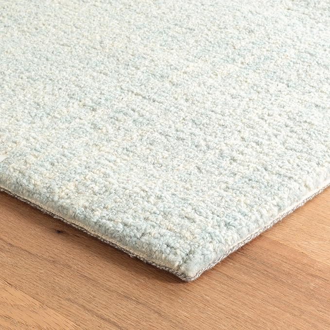 Dash and Albert Crosshatch Wool Area Rug - 2' x 3' Sky Blue Solid Hand Micro Hooked Accent Rug - Durable, High Traffic Areas Bedroom, Hallway, Stairs - Premium Luxury Hotel Quality Soft Breathable