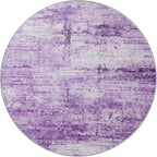 Round 4ft Abstract Rug, Modern Washable Indoor Circle Area Rugs for Living Room, Soft Circular Non-Slip Carpet Floor Mat for Entryway Bathroom Dining Room Home Office - Abstract Purple