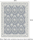 SOULFUL Medium Pile 8x10 Rugs for Living Room - Soft Underfoot Large Area Rug - Greige Boho Floral - Washable Non-Slip - Perfect for Bedroom Kids Room Under Dining Table Office