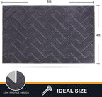PURRUGS Easy Care Area Rug 4ft x 6ft, Non-Slip Machine Washable Entry Rug, Dog Door Mat, Stain Resistant Accent Rug for Hallway, Bedroom, Living Room and Mudroom, Grey
