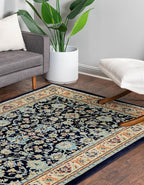 Rugs.com Yasmin Collection Rug – 9' x 12' Navy Blue Medium Rug Perfect for Living Rooms, Large Dining Rooms, Open Floorplans