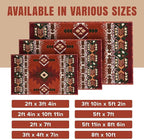 YHSF South West Native American Area Rug C318 (Rust, 3 Feet x 4 Feet 7 Inches)