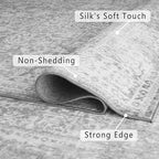 vivorug 5x7 Neutral Area Rugs, Stain Resistant Washable Rug for Living Room, Vintage-Inspired (Ivory/Silver, 5'x7')