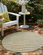 Unique Loom Outdoor Striped Collection Area Rug - Striped (6' 1" Round Green/Ivory)