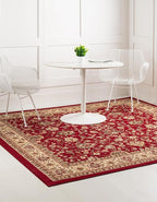 Unique Loom Sialk Hill Collection Area Rug - Washington (7' 10" Square Burgundy/Cream)