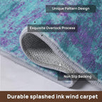 Abstract 5x7 Area Rug, Modern Teal Purple Throw Rugs for Living Room, Washable Soft Large Non-Slip Accent Carpet Floor Mat for Dining Room Office Bedroom - Teal+Purple