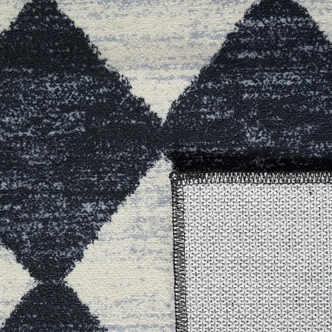 Lahome Moroccan Trellis Area Rug - 2x3 Printed Small Black Checkered Entryway Rug Non Slip Kitchen Mat, Stain Resistance Indoor Modern Floor Soft Throw Carpet for Front Door Bathroom Sink Bedroom