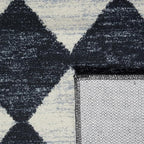 Lahome Checkered Washable 2x12 Runners for Hallways Non Slip, Black Kitchen Bathroom Runner Rugs, Modern Trellis Ultra-Thin Indoor Carpet Runner for Bedroom Dorm Classroom Decor (2'x12',Black)