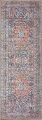 Bloom Rugs Washable Non-Slip 7 ft Runner - Multicolor Traditional Medallion Runner for Entryway, Hallway, Bathroom, and Kitchen - Exact Size: 2.5' x 7'