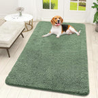 OLANLY Dog Door Mat for Muddy Paws 59x32, Absorbs Moisture and Dirt, Absorbent Non-Slip Washable Doormat, Quick Dry Chenille Mud Mat, Entry Indoor Entryway Carpet for Inside Floor, Olive Green