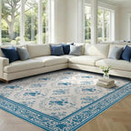 SOULFUL Medium Pile 2x3 Entryway Rug - Soft Underfoot Small Area Rug - Blue Boho Floral - Washable Non-Slip - Perfect for Hallway Kitchen Bedroom Bathroom Indoor Entrance