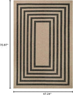 Lahome Modern Geometric Easy Jute Entryway Rug, 4x6 Black Washable Carpet for Bedroom Contemporary Thin Living Room Patio Rug, Farmhouse Non Slip Indoor Outdoor Carpet for Dining Room Backyard