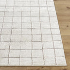 Livabliss x Our PNW Home Cascade Minimalist Grid Area Rug, 12' x 15', Grid Ivory/Taupe