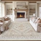 zesthome 8x10 Area Rugs for Living Room,Non-Slip Backing Washable Rugs,Vintage Large Area Rug，Stain Resistant Home Decor Rug