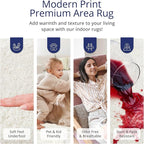 Abani Cozy Cream Area Rug for Living Room, Bedroom - Geometric Diamond Pattern - 4' x 6' - Durable & Easy to Clean