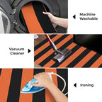 KOZYFLY Striped Outdoor Rug 4x6 Ft Orange and Black Halloween Fall Hand Woven Area Rug Washable Outdoor Doormats Indoor Entrance Mat for Front Door Kitchen Entryway Patio Front Porch Decor
