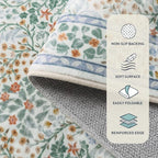 Lahome Floral Washable Area Rugs 5x7, Soft Green Rugs for Living Room Bedroom, Boho Non Slip Low Pile Forest Stain Resistance Large Throw Carpet for Farmhouse Dining Room Nursery, Green