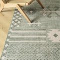 Revival Rugs Flam 10'x13' Zero-Shedding Area Rug for Living Room Bedroom - Oeko-TEX Certified, Low Pile, Spot Clean, Green
