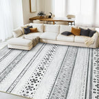 BESTSWEETIE 9x12 Area Rugs for Living Room Washable Moroccan Farmhouse Neutral Geometric Low Pile Non-Slip Soft Print Pattern Rug for Bedroom Kitchen Dining Room Entryway Grey/Black/Navy