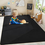 Amearea Large Modern Area Rugs for Bedroom Living Room, 6x9 Feet Black Thickened Memory Foam Rug, Fluffy Indoor Washable Rugs Non Slip Minimalist Carpet for Boys Girls Dorm Nursery Room Decor