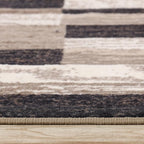 Superior Indoor Runner Rug, Foam Backed, Modern Geometric Patchwork Floor Decor for Bedroom, Office, Living Room, Entryway, Hardwood Floors, Rockwood Collection, 2' 7" x 6', Chocolate