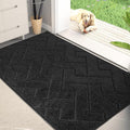 PURRUGS Dirt Trapping Door Mat 34" x 59", Non-Slip Machine Washable Entry Rug, Shoe Scraper, Dog Doormat, Super Absorbent Welcome Mat for Front & Back Door, Muddy Wet Shoes & Paws, Black