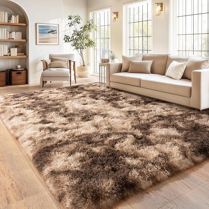 Fluffy Rug for Living Room, Furry Carpet for Teen, Shaggy Carpet for Nursery Room, Hot Pink Fuzzy Plush Rug for Dorm, Shag Rug 9x12 Feet