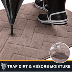 PURRUGS Dirt Trapping Door Mat 20" x 31.5", Non-Slip Machine Washable Entry Rug, Shoe Scraper, Dog Doormat, Super Absorbent Welcome Mat for Front & Back Door, Muddy Wet Shoes & Paws, Grayish Brown