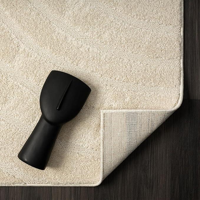 LUXE WEAVERS Modern Geometric Wave Cream 2x8 Area Rug